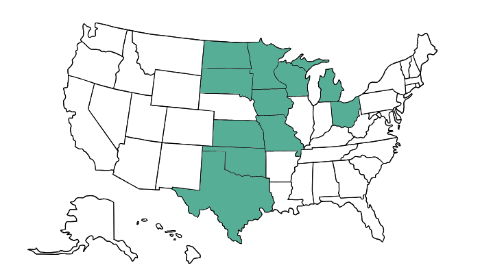 Client Growth Resources recruiting service area map